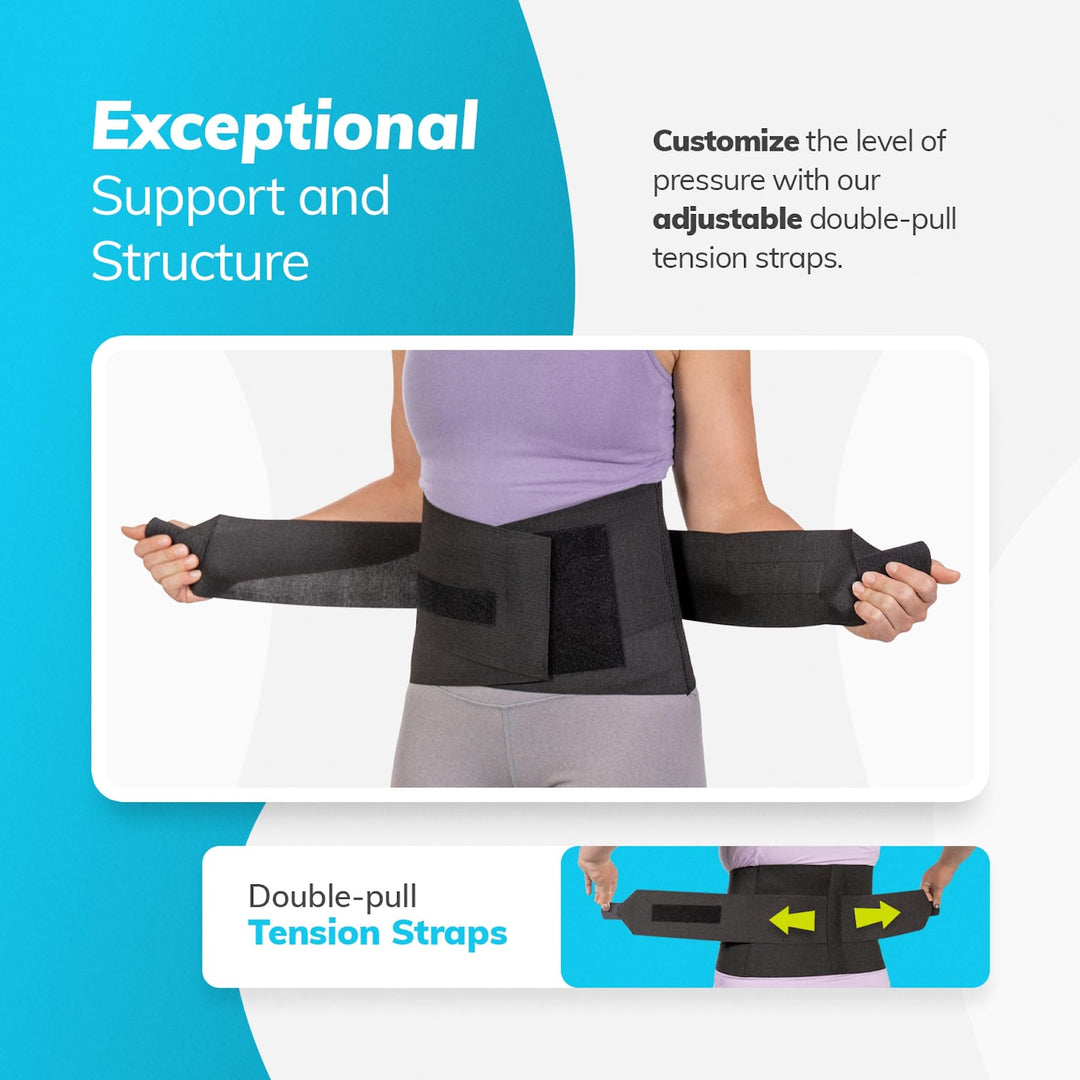 Elastic Low Back Brace - Compression Lower Back Support Belt for Sciatica, Heavy Lifting at Work, Herniated Disc, Workouts, Sleeping, Lumbar Support, Back Pain in Women and Men (S/M)