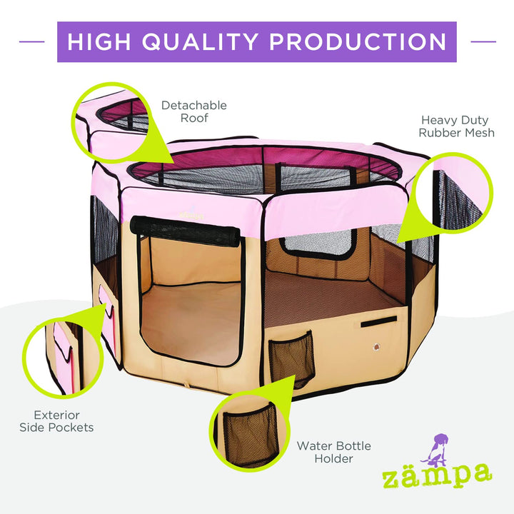 Dog Playpen Medium 45x45x24 Pop Up Portable Playpen for Dogs and Cat, Foldable | Indoor/Outdoor Pen & Travel Pet Carrier + Carrying Case.