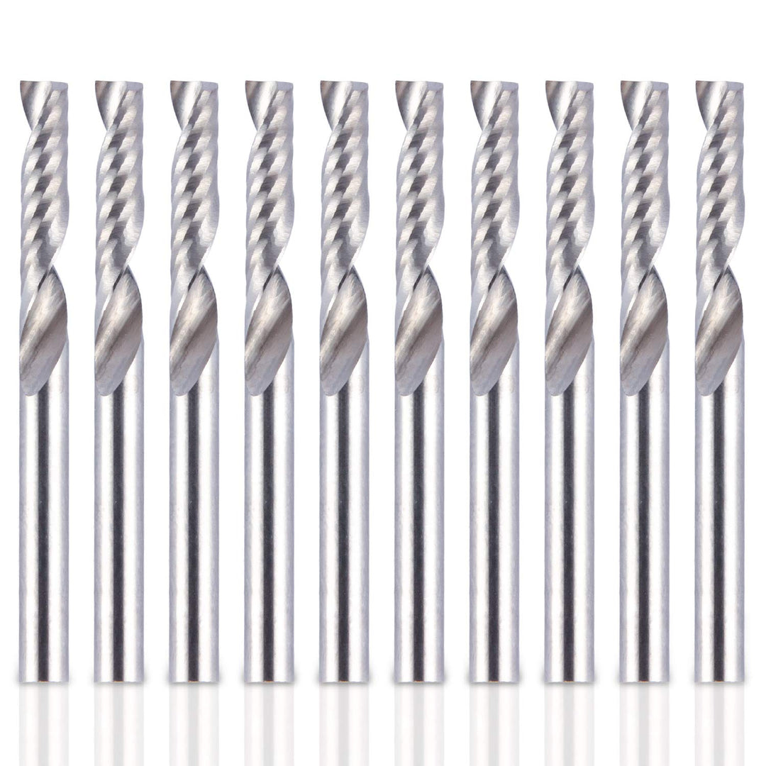 1/8 Shank CNC Router Bits Inch Shank 3.175mm End Mill Single Flute Spiral Router Bit Milling Cutter Upcut Cutting Engraving Single Edged Acrylic Plastic MDF 10 Pack