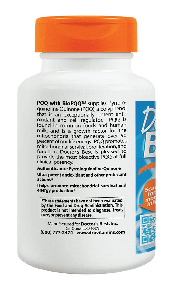 Doctor's Best PQQ with BioPQQ, Non-GMO, Vegan, Gluten & Soy Free, 20 mg, 30 Count