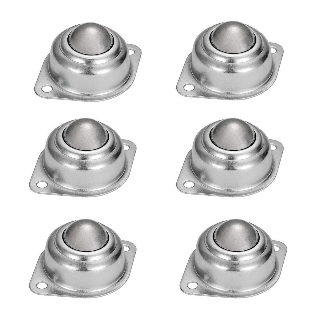 6 Pcs - 1 Roller Ball Transfer Bearing,Flange Mounted Carbon Steel Round Ball Transfer Unit Universal Rotation Ball Casters for Conveyor,Roller Stand,Transmission, Load 400 lbs