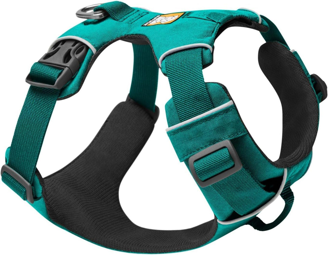 , Front Range Dog Harness, Reflective Soft Padded Everyday Harness with Dual Leash Clips, Adjustable and Lightweight Fit for Training or Walking for All Dogs, Aurora Teal, Medium