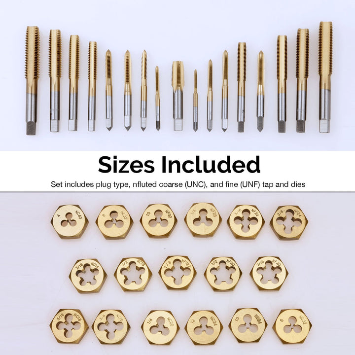 00911A SAE Tap and Die Set, Titanium-Coated Alloy Steel Taps and Dies, Large Threading-Tool Kit with Storage Case, 40-Piece Set