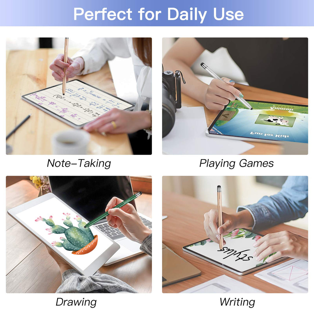 StylusHome Stylus Pens for Touch Screens (2 Pcs), Sensitivity & Precision Stylus, 2 in 1 Capacitive Stylus with 6 Extra Tips for iPad iPhone Tablets Samsung Galaxy All Universal Touchscreen Devices