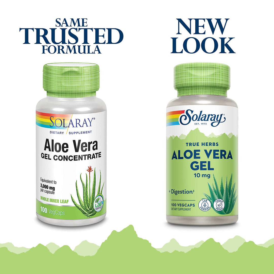Aloe Vera Gel Concentrate | Equivalent to 2000 mg | Antioxidant Activity & Healthy Digestion & Skin Support | Non-GMO & Vegan | 100 VegCaps