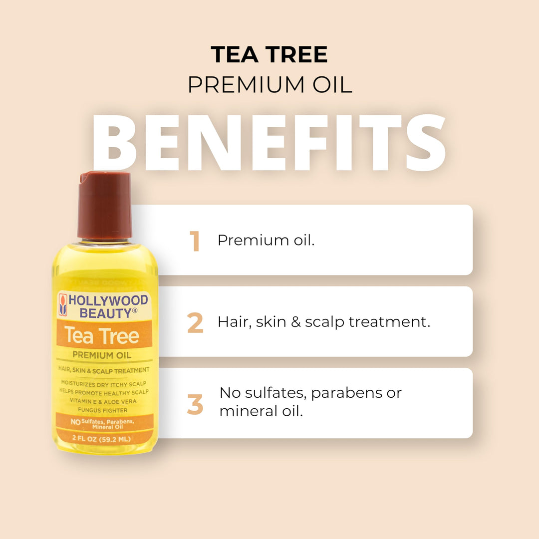 Tea Tree Oil for Hair, Scalp, and Skin, 2 fl oz - Moisturizes Dry, Itchy Scalp, Fungus Fighter, Blended with Vitamin E & Aloe