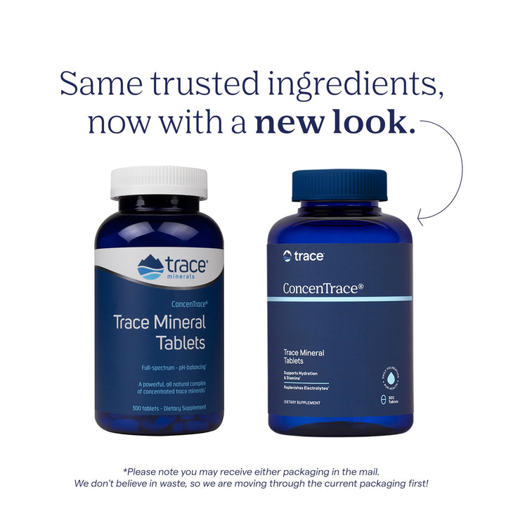 ConcenTrace Trace Mineral Tablets - Supplement for Bone & Joint Support - Aids Hydration & Electrolyte Restoration - 300 Tablets (100 Servings)