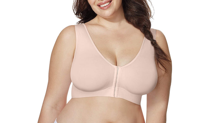 womens Pure Comfort Front Close Wirefree Mj1274 Bra, Sandshell, 4X US