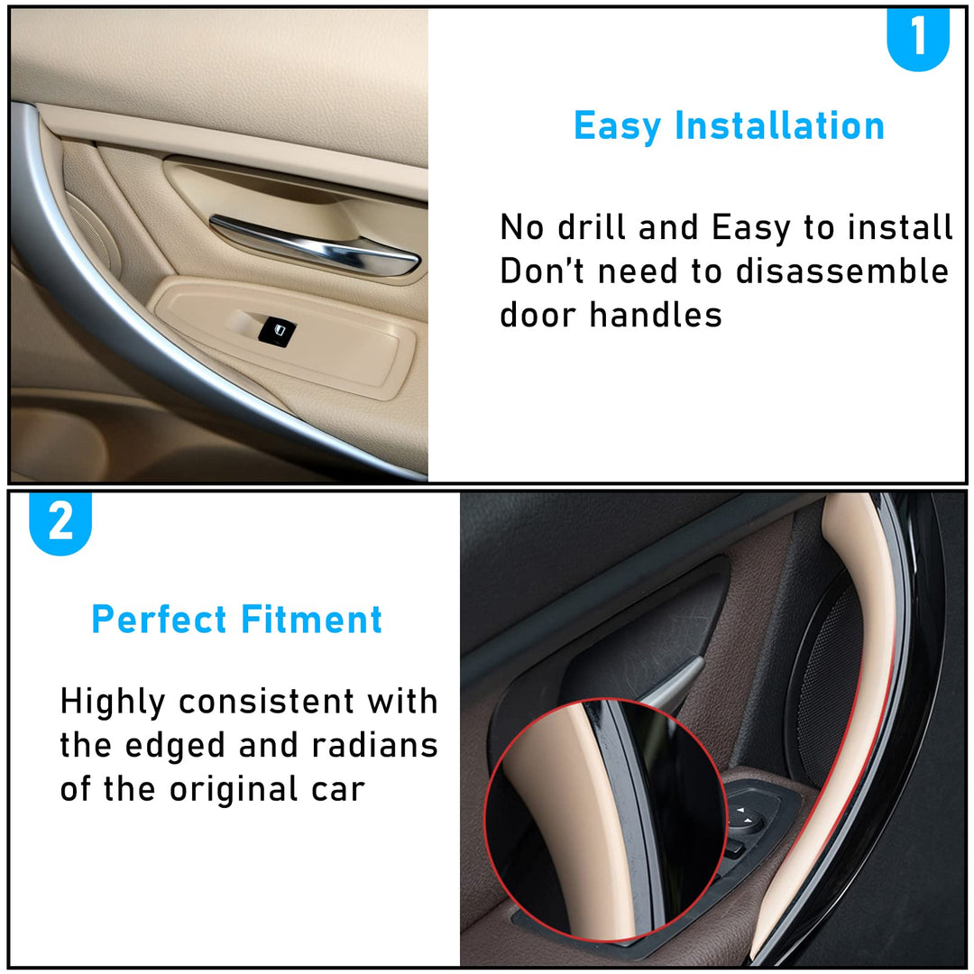 Compatible with BMW 3 Series F30 Door Handle Covers 4 Series, 2 Pcs Door Handle Wraps Fit BMW 325i 328i 330i 335i F30/F31 2012-2018 and BMW 428i Door Handle 435i F32/F36 2014-2017 (Beige)