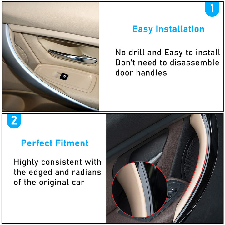 Compatible with BMW 3 Series F30 Door Handle Covers 4 Series, 2 Pcs Door Handle Wraps Fit BMW 325i 328i 330i 335i F30/F31 2012-2018 and BMW 428i Door Handle 435i F32/F36 2014-2017 (Beige)