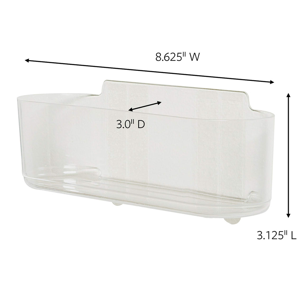 Large Caddy, Holds up to 4 lb, 8.6 x 3.1 x 3, 1 Caddy with 4 Strips, Damage Free Organization Wall Mount to Cabinet, Kitchen, Pantry, Closet, or Under Sink