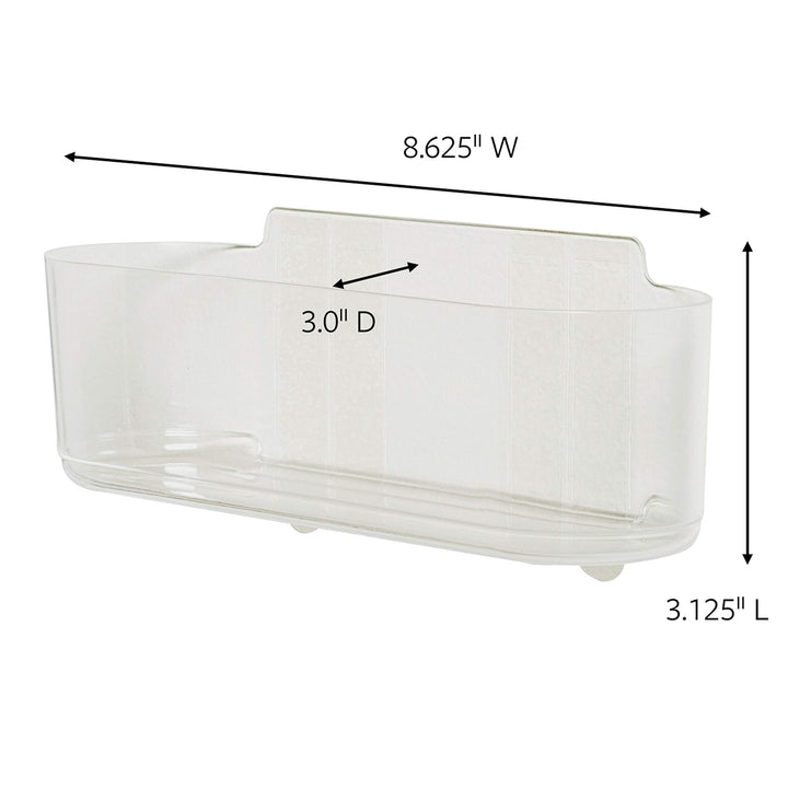 Large Caddy, Holds up to 4 lb, 8.6 x 3.1 x 3, 1 Caddy with 4 Strips, Damage Free Organization Wall Mount to Cabinet, Kitchen, Pantry, Closet, or Under Sink
