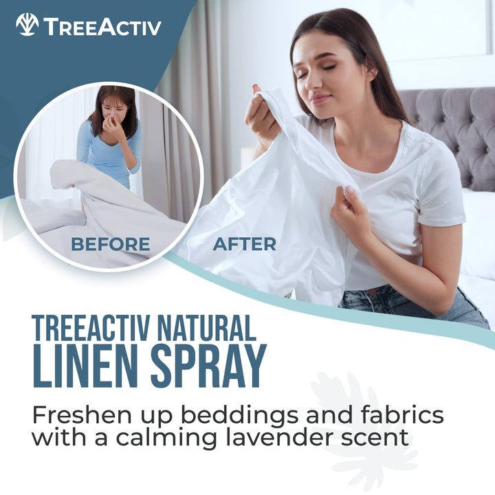 Natural Linen Spray, 8 fl oz, Lavender Spray for Sleep, Linen Spray for Beddings, Pillows, and Sheets, Lavender Bed Spray with Lavender and Tea Tree, Pillow Mist Freshener, 2000+ Sprays