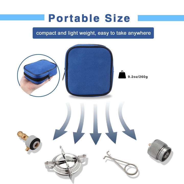 Portable Camping Stove Burner, Small Backpacking Stoves with Butane Adapter, Lightweight Hiking Stove with Carrying Case, Little Propane Camp Stove for Travel