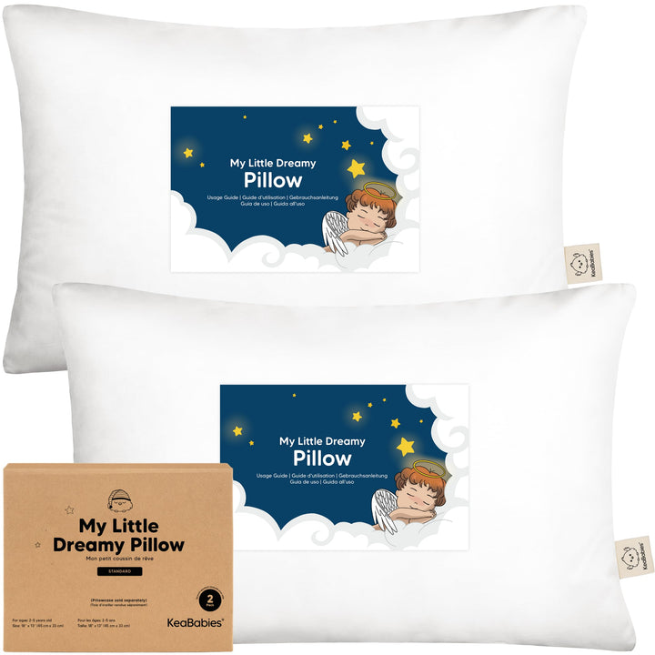 2-Pack Toddler Pillow - Soft Organic Cotton Toddler Pillows for Sleeping, 13X18 Small Pillow for Kids,Kids Pillows for Sleeping,Kids Pillow for Travel,School, Nap,Age 2 to 5 (Soft White)