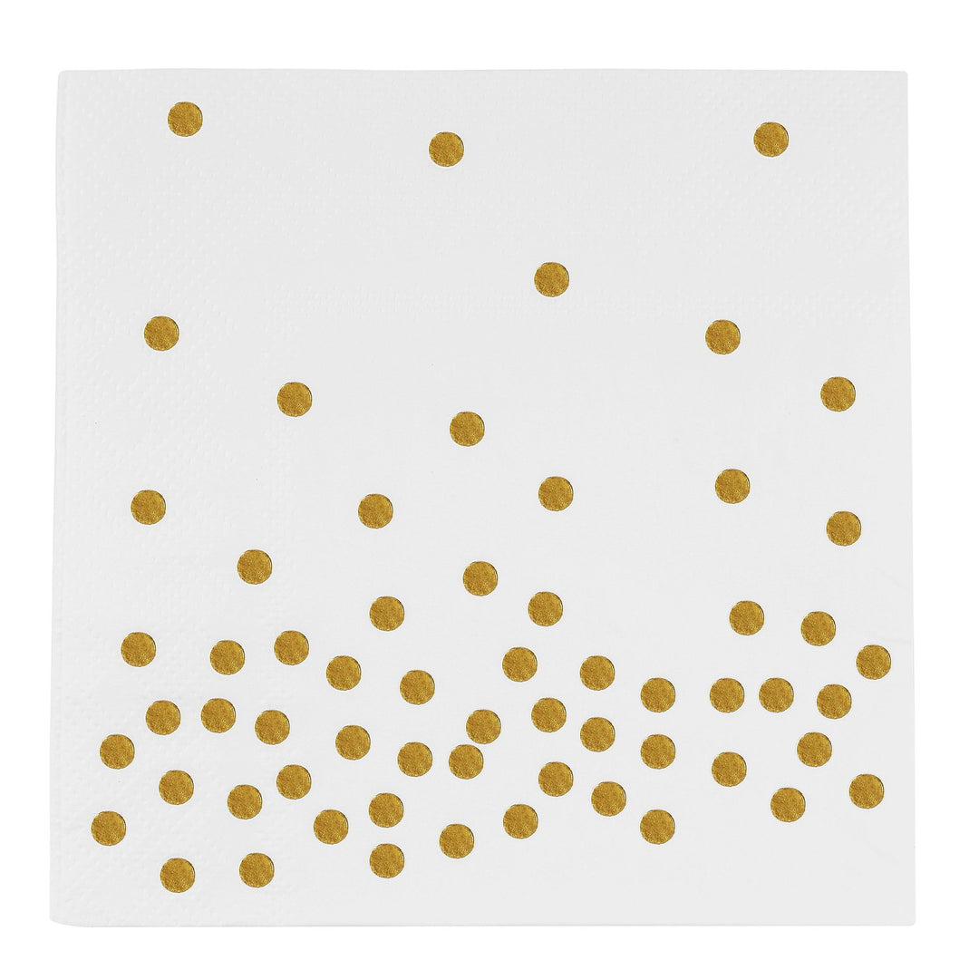 50 Luncheon Napkins, White with Sparkly Gold Dots, Disposable Paper Party Napkins for Birthday, Wedding, Baby/Bridal Shower, Christmas, 2- Ply
