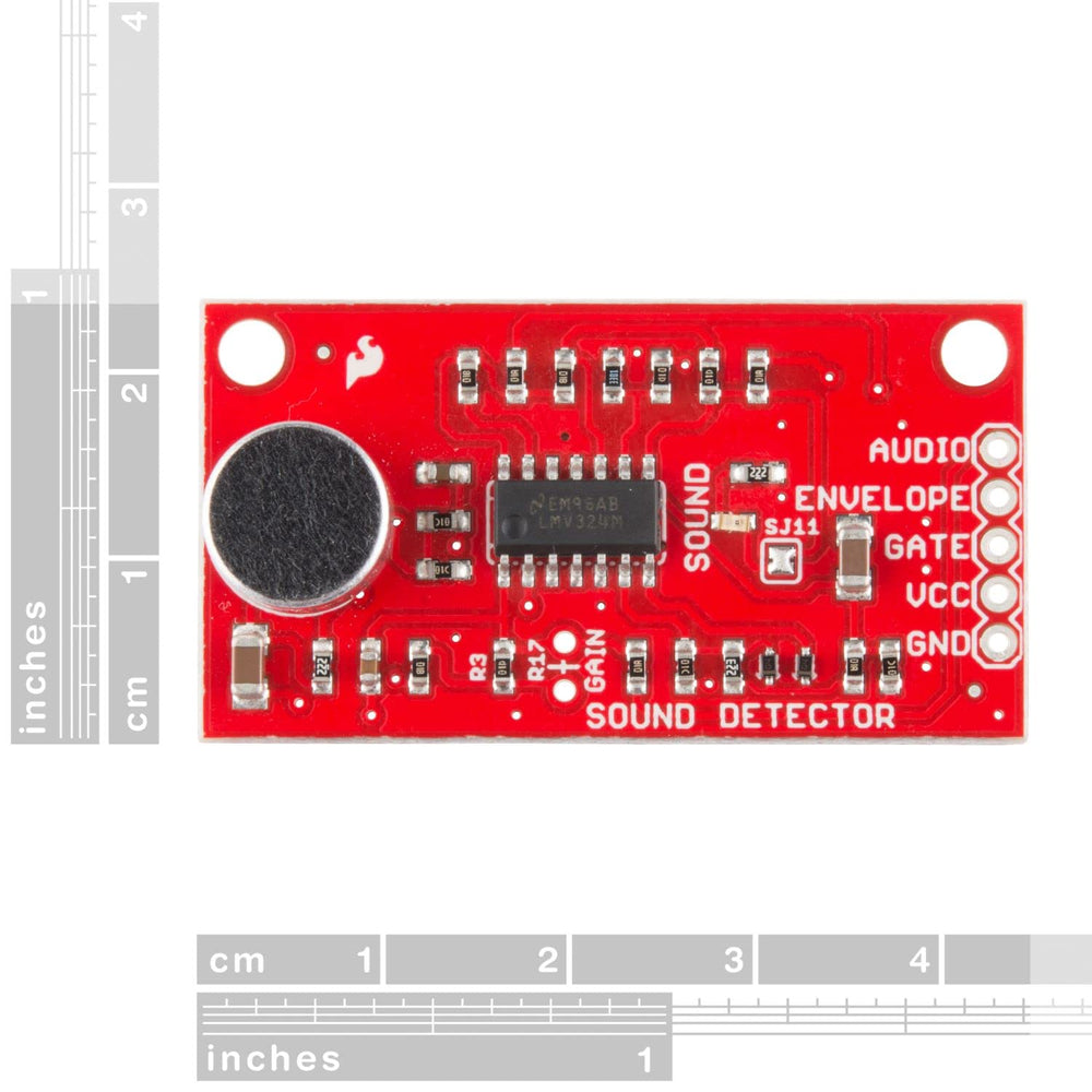 Sound Detector Audio Sensing Breakout Three Different outputs Audio Presence of Sound Binary Indication Amplitude Analog Representation VCC: 3.5V to 5.5V Ideal Voltage is 5V