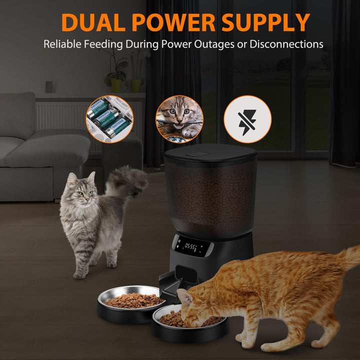 Upgraded Automatic Cat Feeder, KATALIC Clog-free 4L Cat Food Dispenser Sliding Lock Lid Storage Timed Feeder for Cat and Dogs with Voice Recorder, Programmable Meal & Portion