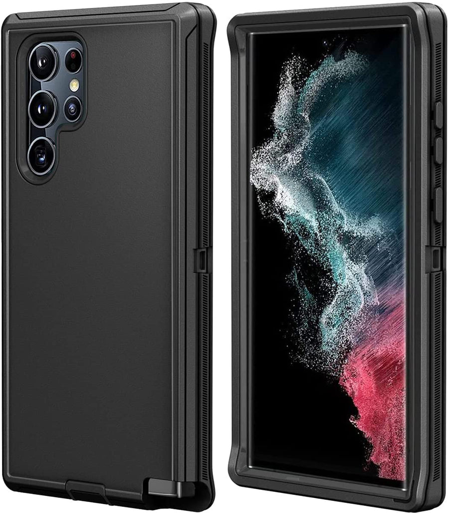 for Samsung S22 Ultra Case,Galaxy S22 Ultra Case 3-Layer Super Full Heavy Duty Body Bumper Cover/Shock Protection/Dust Proof for Samsung Galaxy S22 Ultra 5G 6.8 Inch (Black Grey)