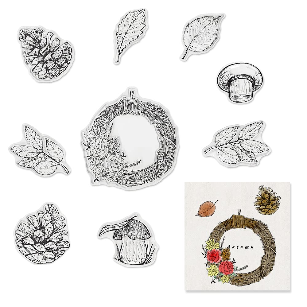 Clear Stamp Apple Tree Silicone Stamp, Autumn Harvest Apple Farm Sentiment Rubber Stamp for Card Making Crafting Decoration and DIY Scrapbooking