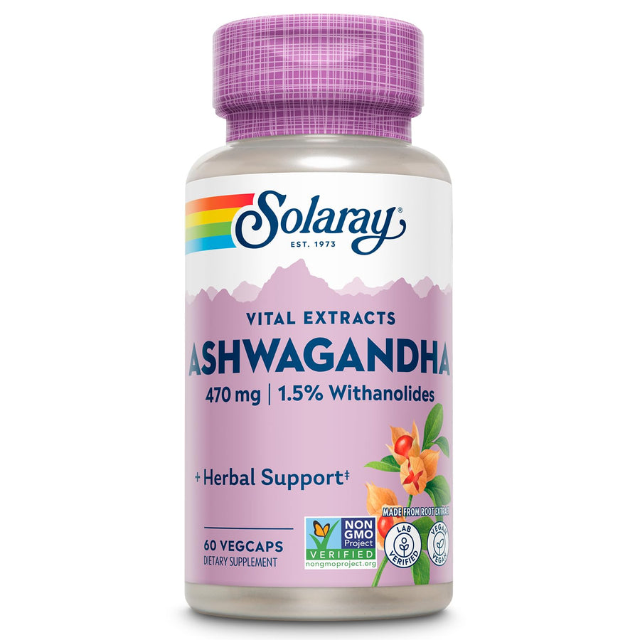 Vital Extracts Ashwagandha - 470 mg Ashwagandha Root Extract Standardized to 7 mg Withanolides - Vegan, Non-GMO, Lab Verified, 60-Day Guarantee - 60 Servings, 60 VegCaps
