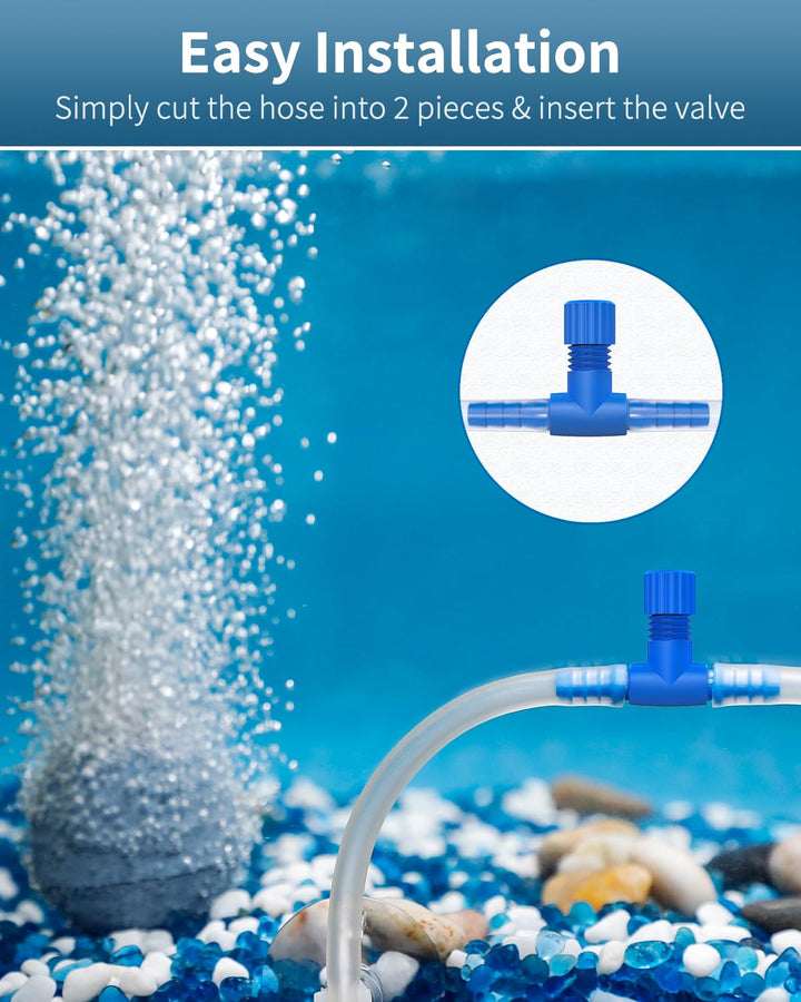 Aquarium Air Control Valves for 3/16 ID Airline Tubing Single Way Plastic Air Flow Controllers Regulators Adjustable Blue Hose Connectors Air Pump Accessories for Fish Tanks, 10 Pack