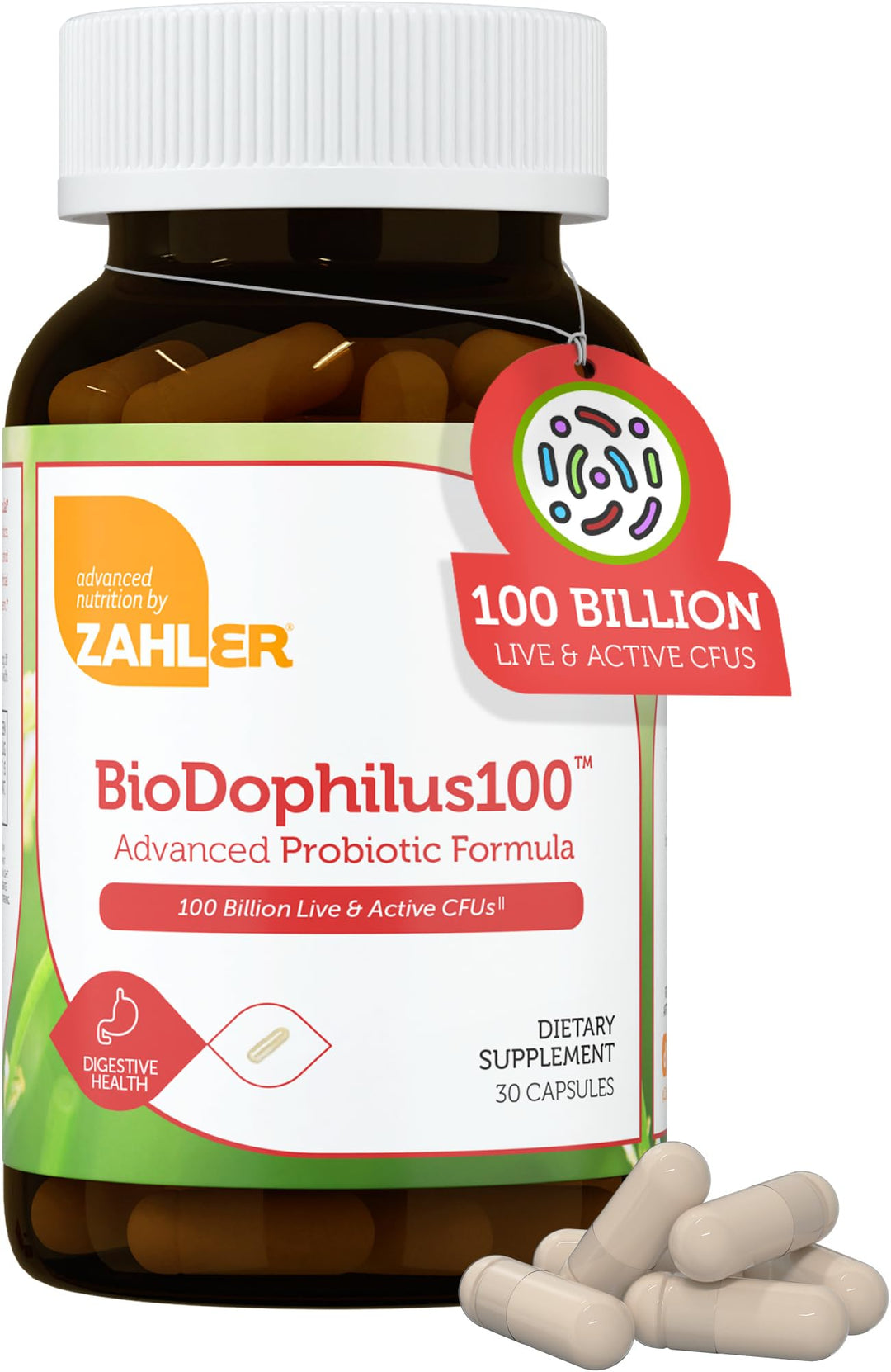 BioDophilus100-100 Billion Probiotic - 100 Billion CFU 11-Strain Gut Health Probiotic Supplement - Prebiotics/Probiotics for Digestive Health, Probiotics for Women and Men. (30 Ct)
