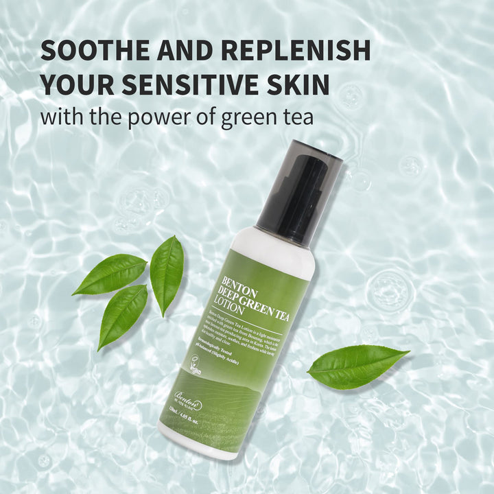 Deep Green Tea Face Moisturizer 4.05 fl.oz | Hydrating Korean Green Tea Face Lotion | Soothing & Refreshing Moisturizer for Acne Prone Skin