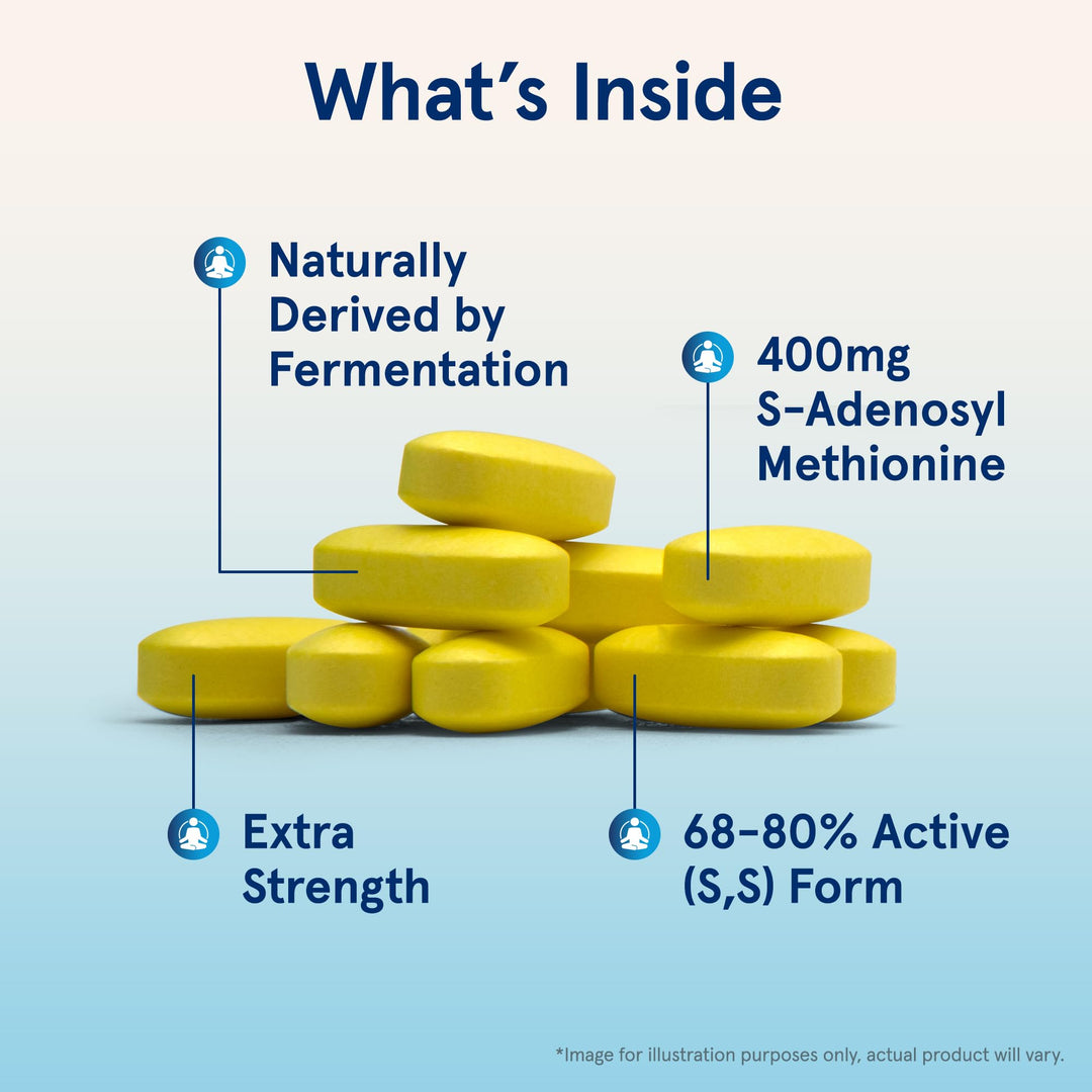 SAMe 400 mg, Supports Joint Health, Liver Function, Brain Metabolism, 60 Tablets, Up To a 60 Day Supply