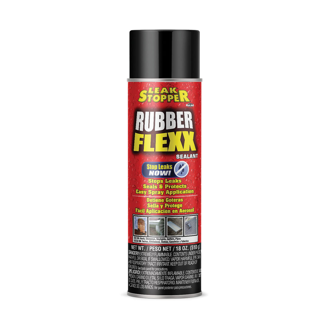 Rubber Flexx – Waterproof Repair & Sealant Spray - Point & Spray to Seal Cracks, Holes, Leaks, Corrosion & More | Black – 1 Bottle 18oz