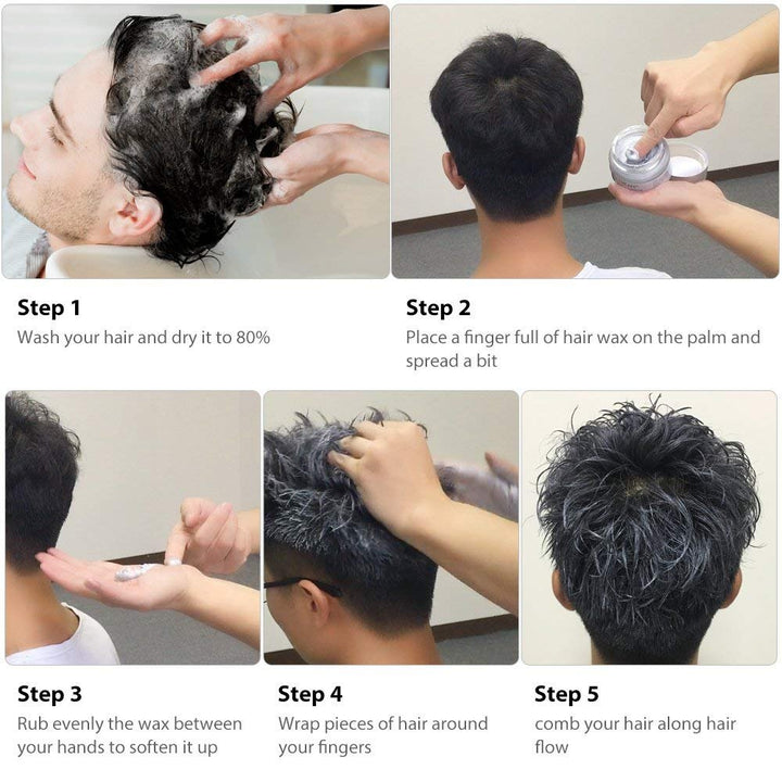 Hair Color Wax, KooJoee Temporary Hair Dye Easy Wash Hairstyle Cream 4.23 oz Disposable Hair Pomades, Natural Matte Hair Modeling Wax for Party Cosplay Nightclub Masquerades Halloween (White)