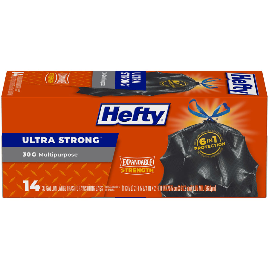 Ultra Strong Large Trash Bags (Multipurpose, Drawstring, 30 Gallon, 14 Count) - Packaging May Vary