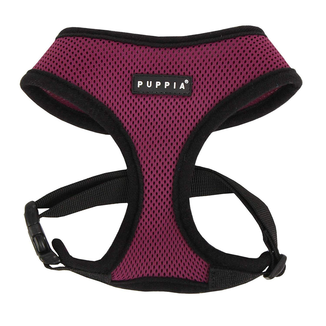 Soft Dog Harness No Choke Over-The-Head Triple Layered Breathable Mesh Adjustable Chest Belt and Quick-Release Buckle, Purple, Medium