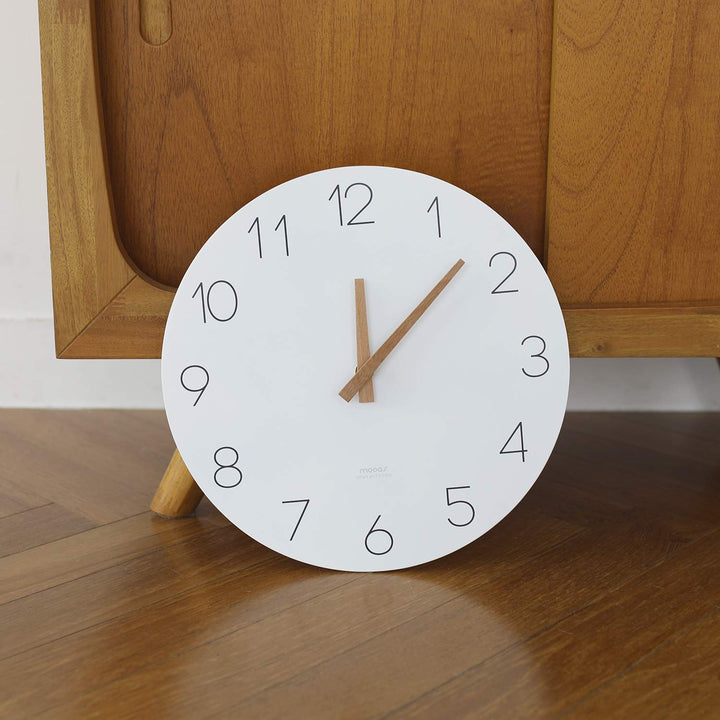 Flatwood Wall Clock,12 Wood Wall Clock Non-Ticking Sweep Movement Decorative Wall Clock Battery Operated Wall Clock for Home Living Room Kitchen Bedroom Office School (Wood)