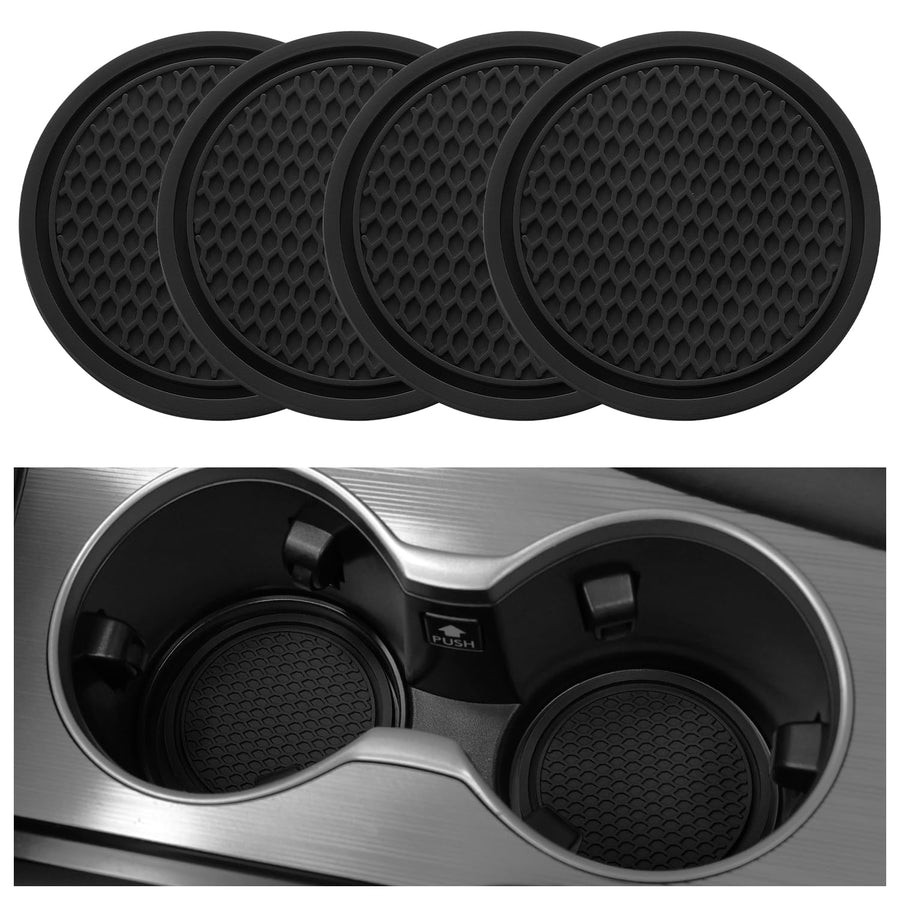 Car Cup Coaster, 4PCS Universal Non-Slip Cup Holders Embedded in Ornaments Coaster, Car Interior Accessories, Black