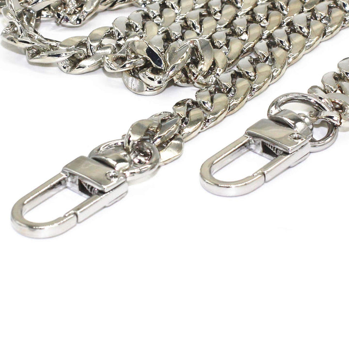 DIY Iron Flat Chain Strap Handbag Chains Purse Chain Straps Shoulder Cross Body Replacement Straps with Metal Buckles (47, Silver)