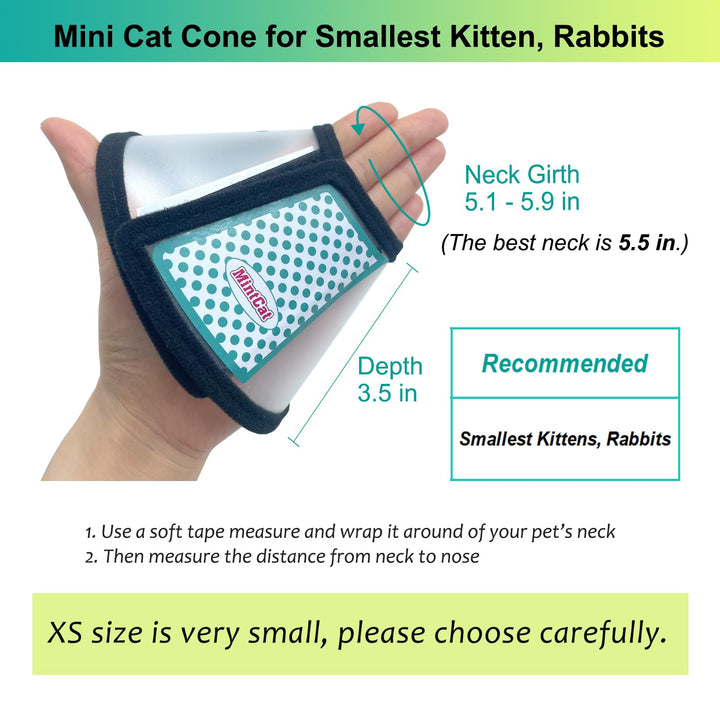 Cat Cone, Adjustable Recovery Pet Cone, 5.5 Inches Lightweight Plastic Elizabethan Collar for Small Cats, Kittens and Rabbits, Cat Cones to Stop Licking
