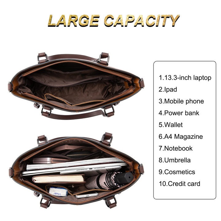 Purses Tote Bag for Women, Handbags Large Purses Shoulder Bag, Vintage Leather Work Bags with Multi-Pockets, Designer Hobo Satchel, Brown
