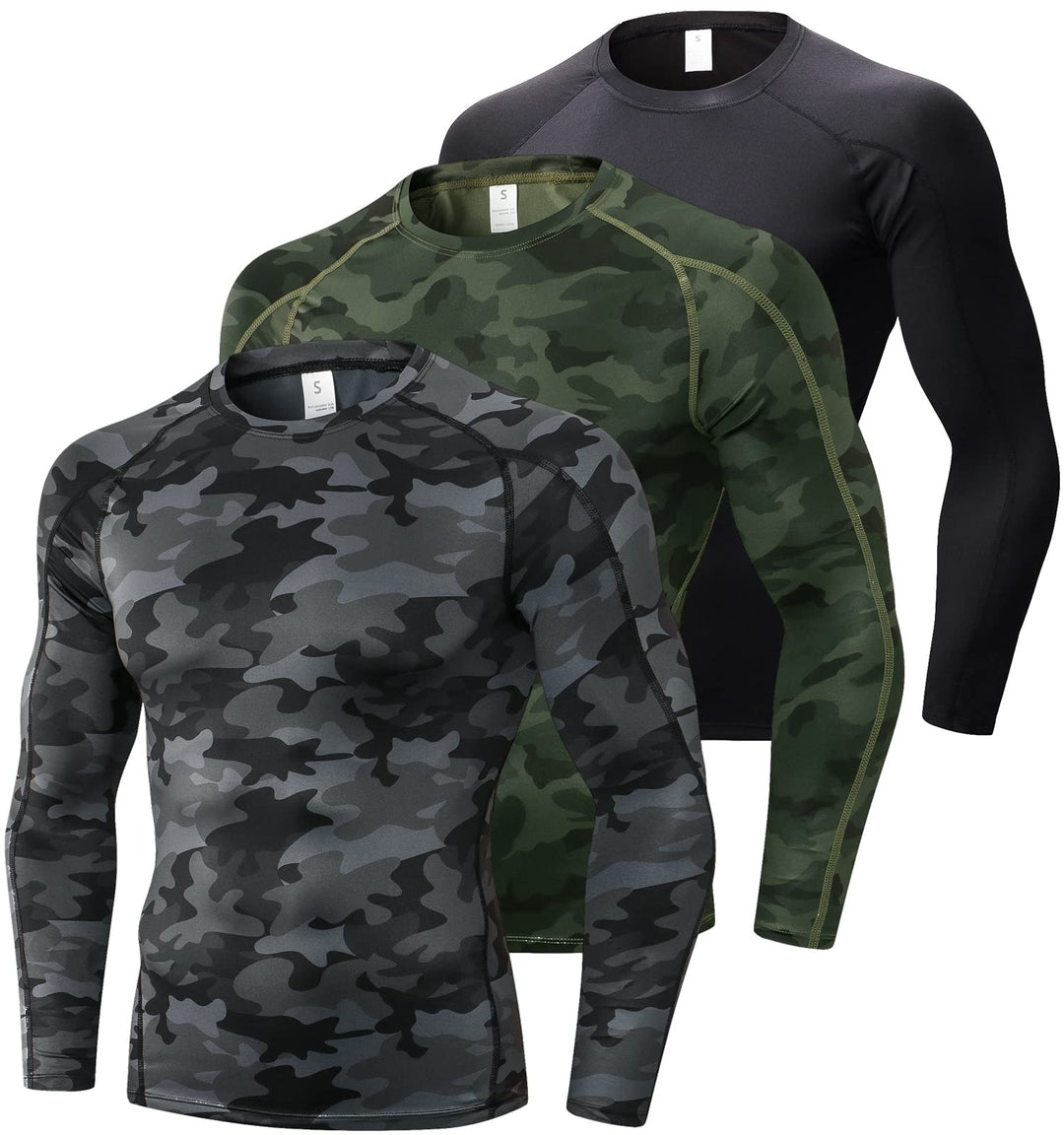 Compression Shirt for Men Long Sleeve Workout Gym Shirt Running Tops Cool Dry Base Layer Athletic Undershirt Warm