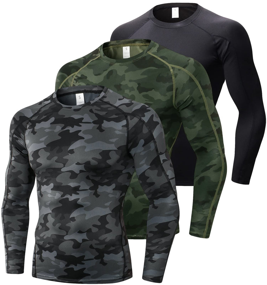 Compression Shirt for Men Long Sleeve Workout Gym Shirt Running Tops Cool Dry Base Layer Athletic Undershirt Warm