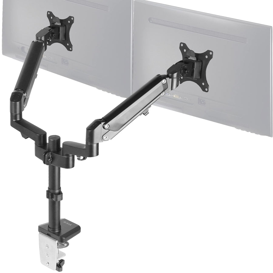 Heavy Duty Single 17 to 35 inch Monitor Pneumatic Spring Arm Stand, Aluminum Clamp-on Desk Mount, Fits 1 Screen, Max VESA 100x100, Black, STAND-V100G