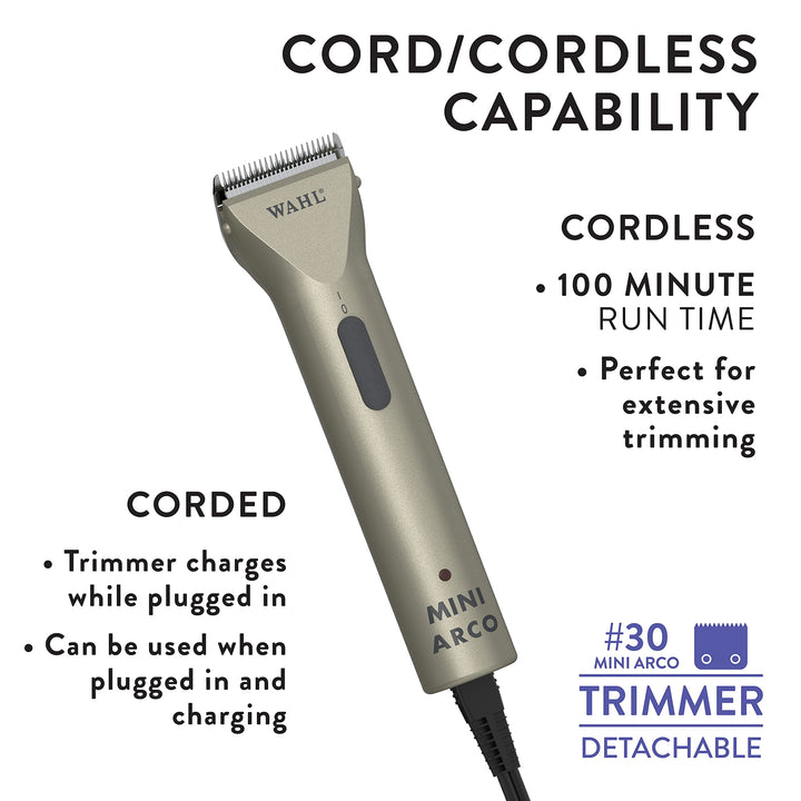 Professional Animal MiniArco Corded/Cordless Pet, Dog, Cat, and Horse Trimmer Kit