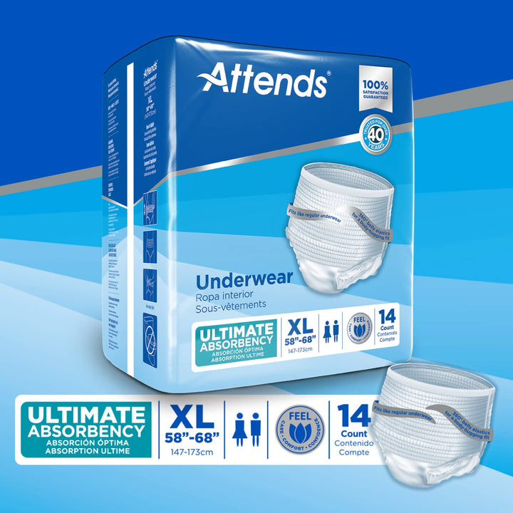 Super Plus Underwear, XL, Extra Large, Heavy Absorbency, APP0740 - Pack of 14