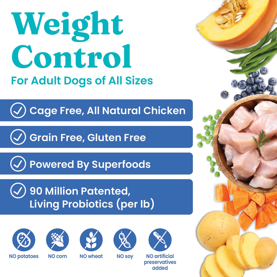 Dry Dog Food for Adult & Senior Dogs - Made with Real Chicken, Probioitcs, & Omega 3 Fish - Whole Grain Dry Dog Food for Weight Management & Better Digestion - 24 LB