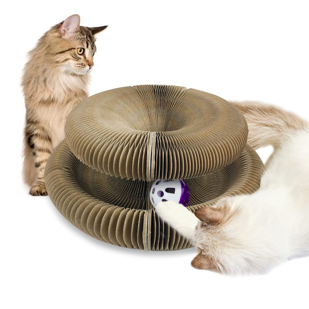 Magic Organ Cat Scratching Board-Comes with a Toy Bell Ball, Cat Grinding Claw Scratching Board, Interactive Scratcher Cat Toy, Foldable Convenient Cat Scratcher Durable . (2021 Models,1pc)