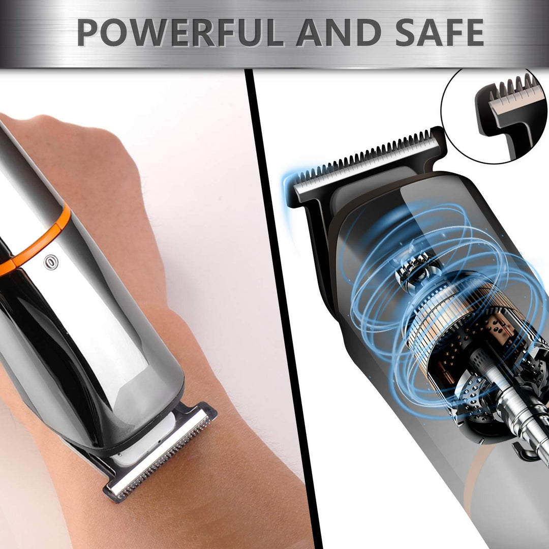 Beard Trimmer for Men Electric Razor Waterproof Professional Hair Clippers 6 in 1 Cordless Grooming Kit USB Rechargeable with Travel Case