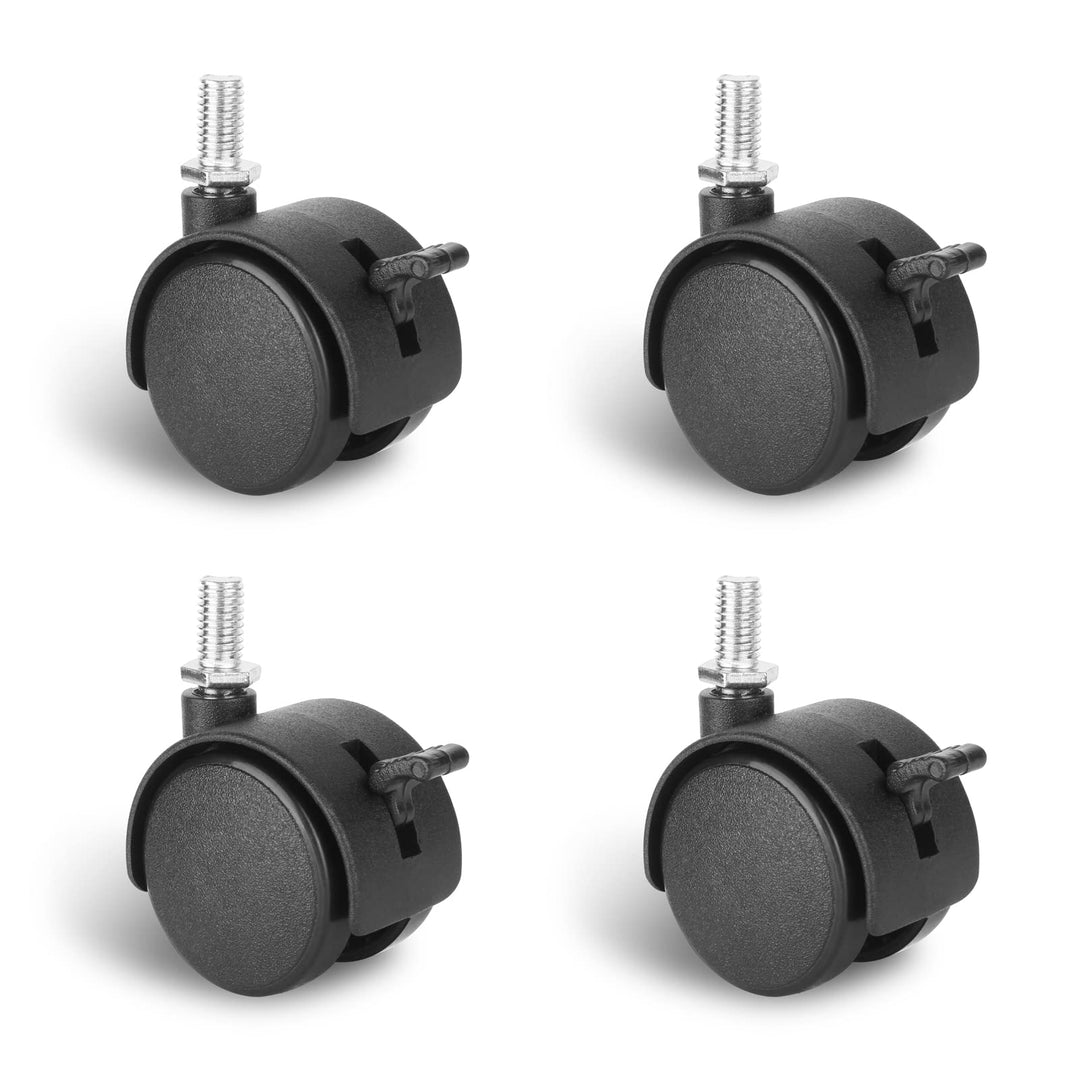4 Pack 1.5 Inch Swivel Stem Caster Wheels Replacement Casters 1.5'' Furniture Wheel with Locking Brake Metric Threaded Stem M8 Wheels for Table Drawer Plant Shelf Metal Rack Laundry Basket