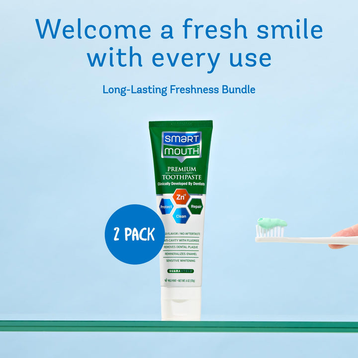 Premium Zinc Ion Toothpaste - Whitening Toothpaste with Fluoride - Refreshing, Anti-Cavity Toothpaste for Adults - Strengthens Enamel - Mild Mint Flavor, 6 oz (2 Pack)