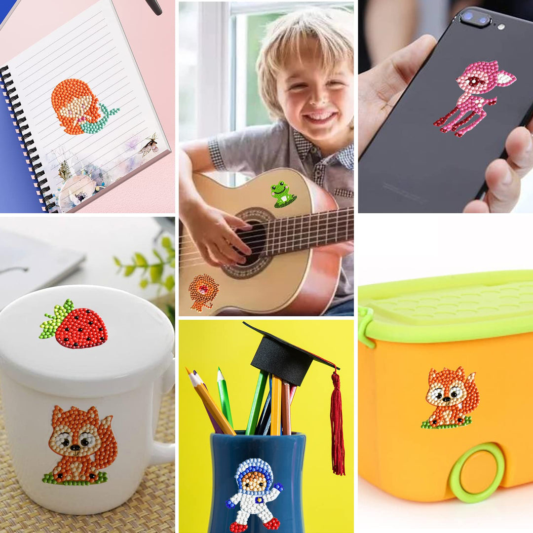 80pcs Diamond Stickers for Kids - 5D DIY Gem Art Kits, Safe and Colorful Crafts for Girls, Boys, and Beginners