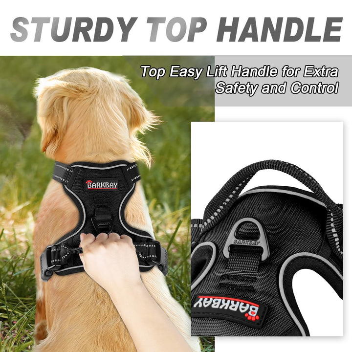 No Pull Dog Harness Front Clip Heavy Duty Reflective Easy Control Handle for Large Dog Walking(Black,L)